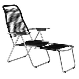 Spaghetti Sonnenliege schwarz Aluminium