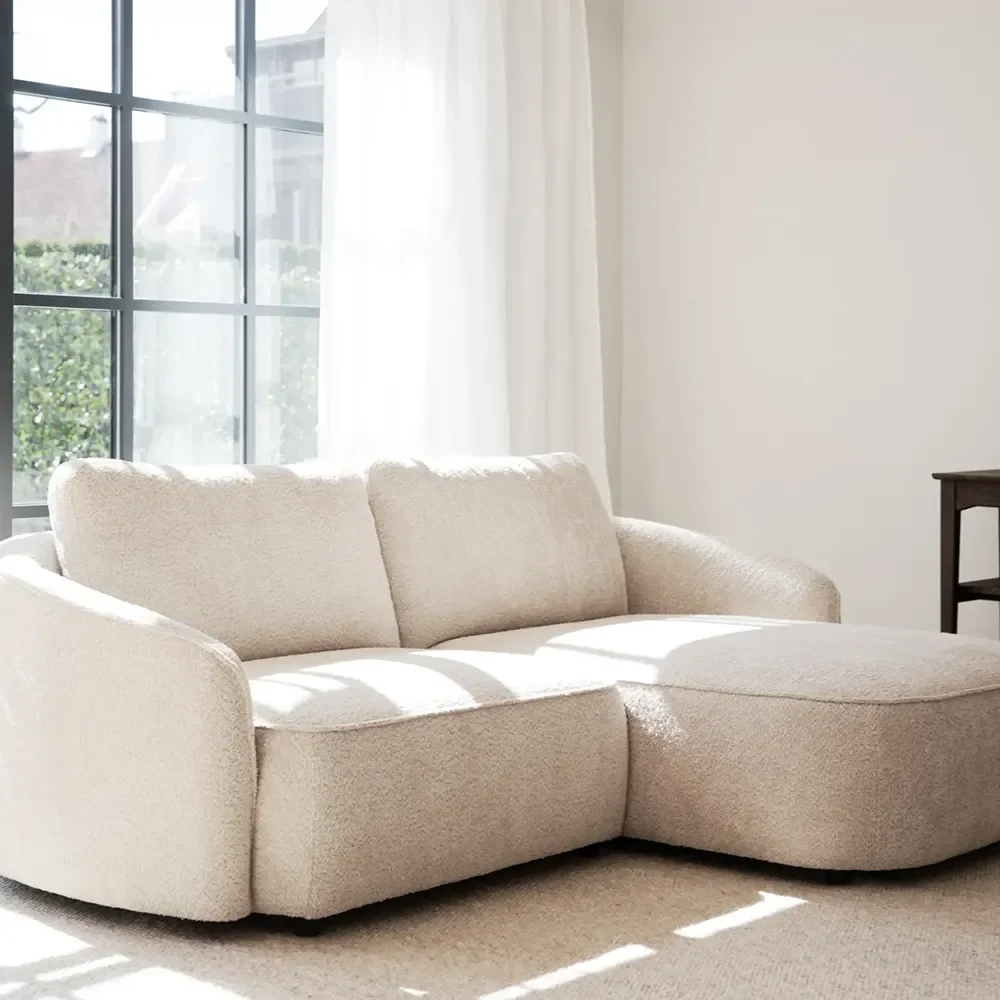 Norris Sofa 3-Sitzer mit Chaiselongue rechts Stoff Anna hellbeige