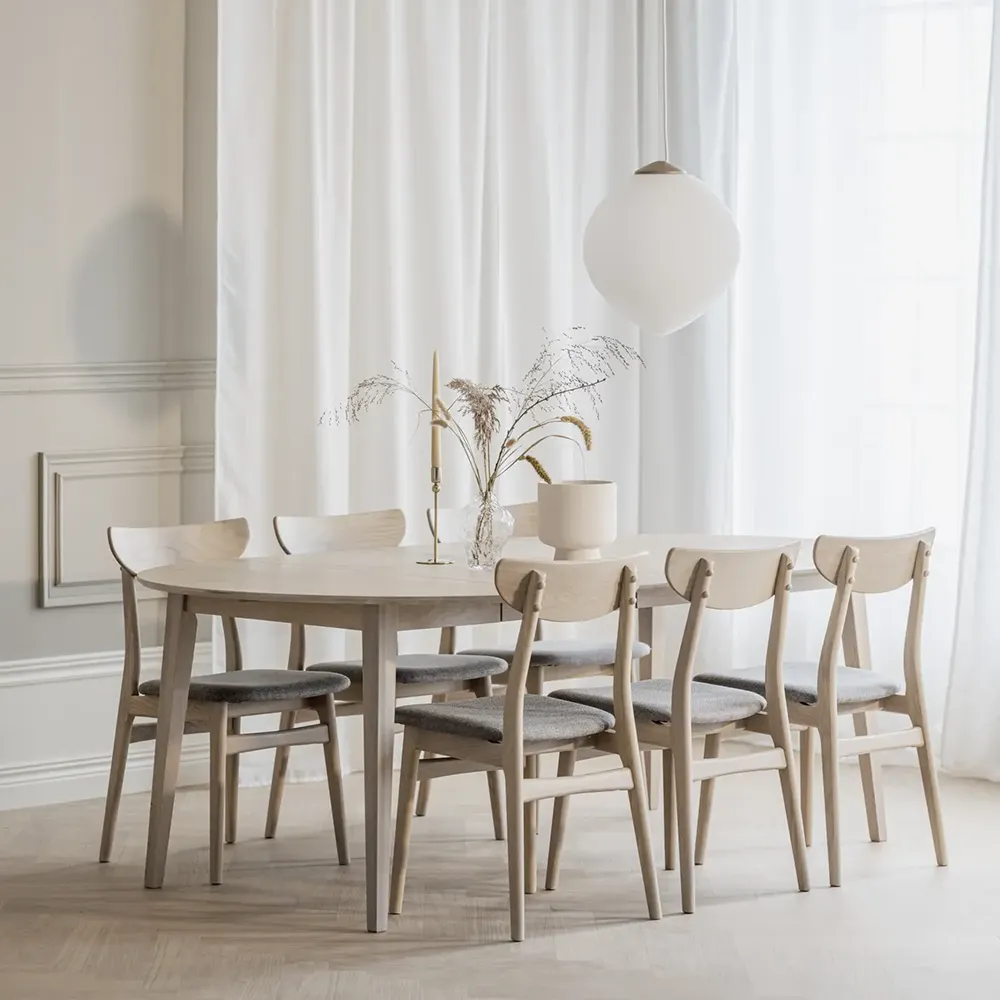 Filippa Esstisch 120-165x120 cm weiß pigmentierte Eiche