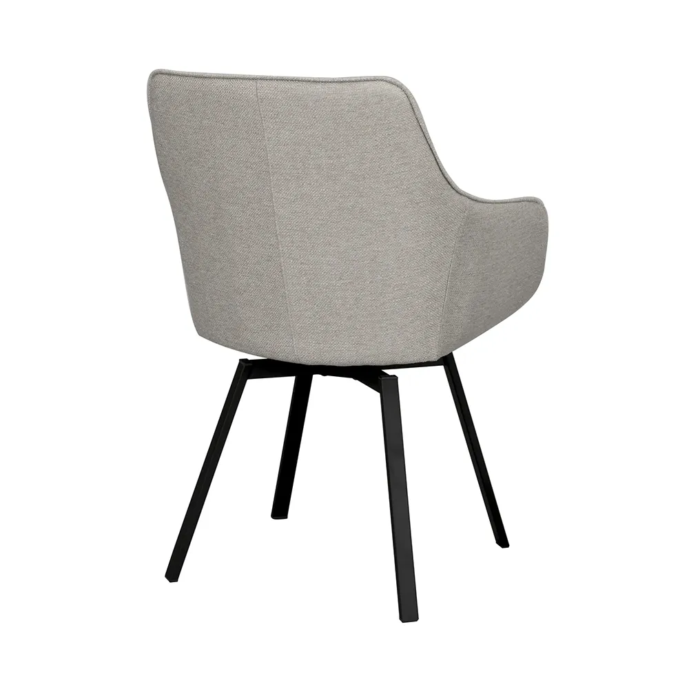 Alison Stuhl mit Armlehnen beiger stoff/schwarze metallbeine