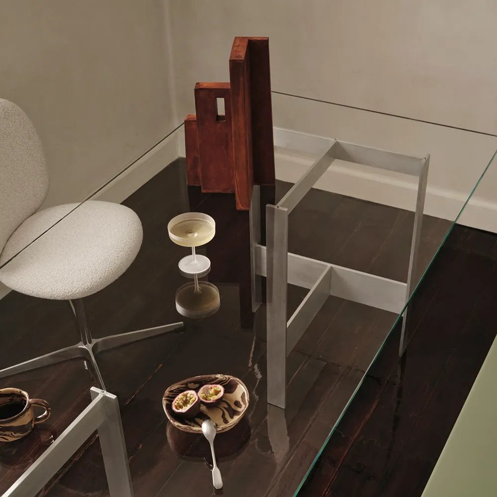 Lager Esstisch 200x90 cm - Glass/Aluminium