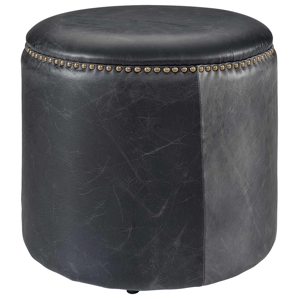 Hocker Nizza Schwarzes Leder