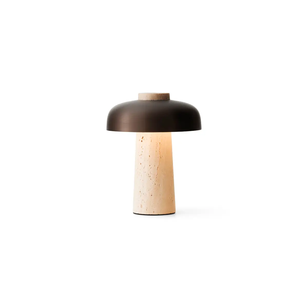 Reverse tragbare Tischlampe Travertine, Sand/Aluminium, brüniert