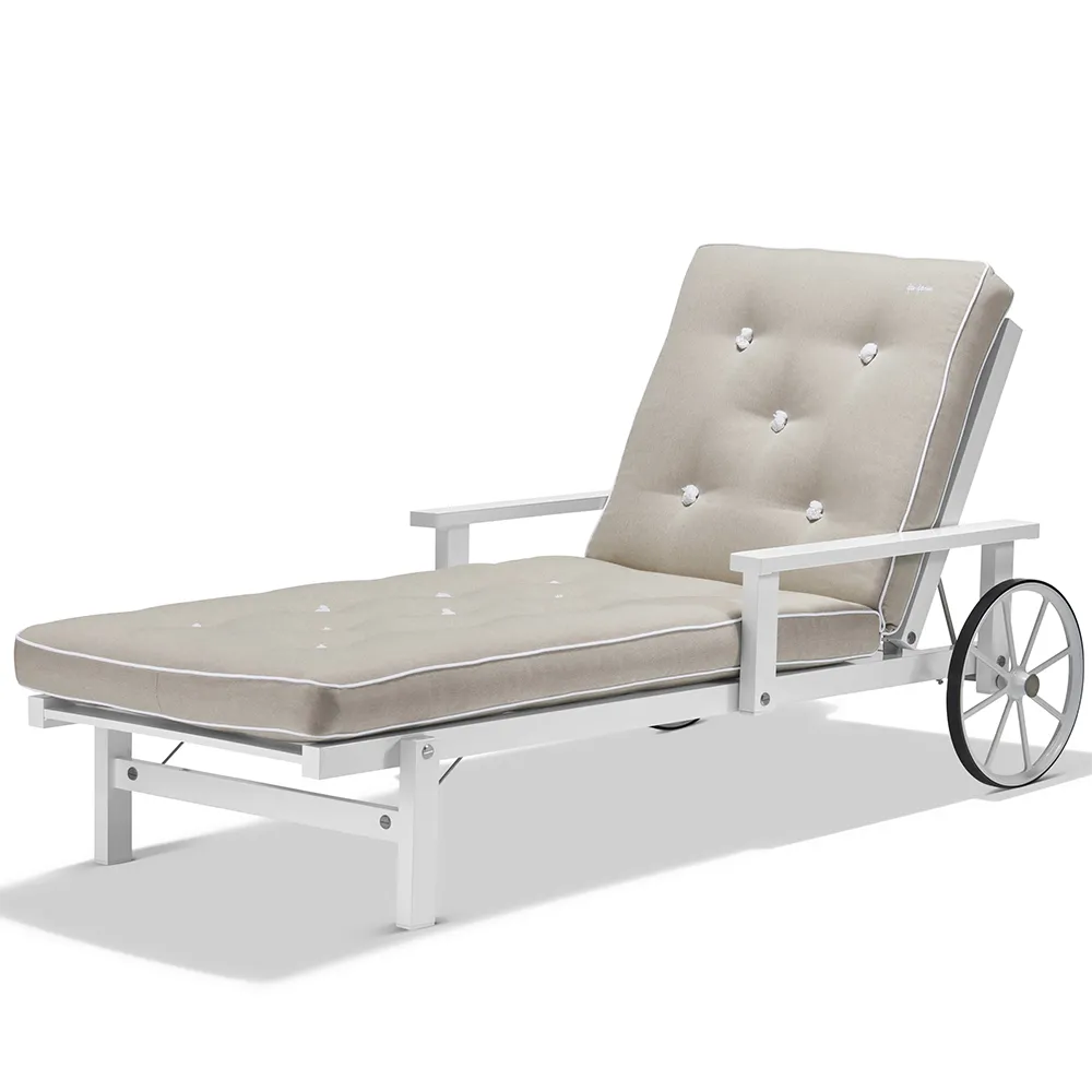 Sonnenliege mit Armlehnen Weiß Aluminium