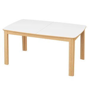 SM107 Esstisch 101x160-316-368 cm Naturgeolt Eiche - Weißes Laminat