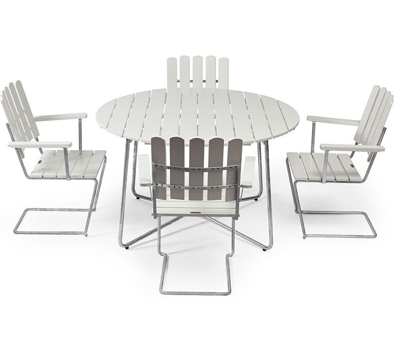 Tisch 9A 100 Eiche weiß lackiert / Gestell feuerverzinkt