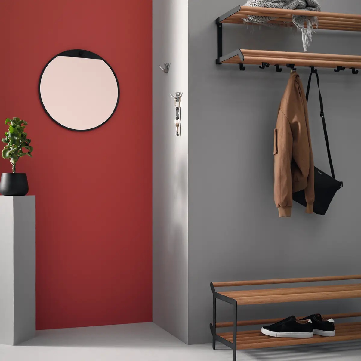 Tamburin Hutregal 60 cm Eiche Schwarz
