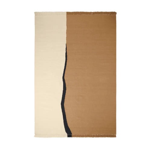 Soil Kelim Teppich 200x300 cm- Dark Sand/Off-white