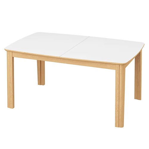 SM107 Esstisch 101x160-316-368 cm Naturgeolt Eiche - Weißes Laminat