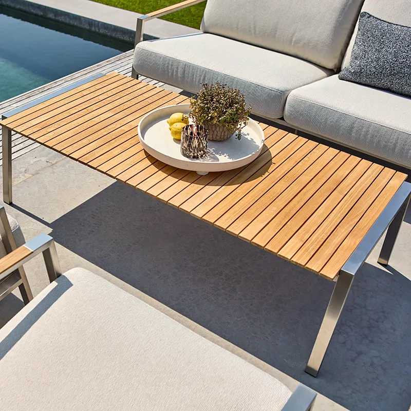 Naos Couchtisch 75x140 cm Teak/Edelstahl