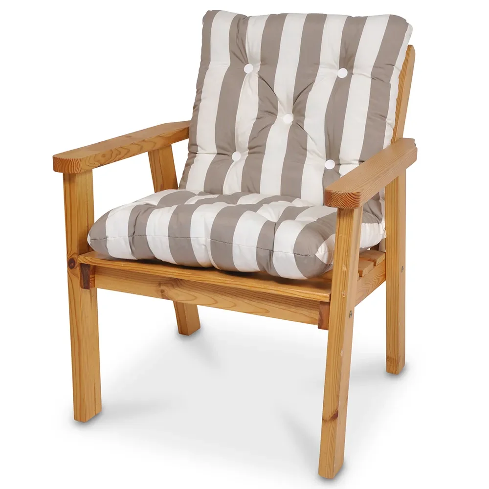 Mini Flock Kissen Taupe gestreift