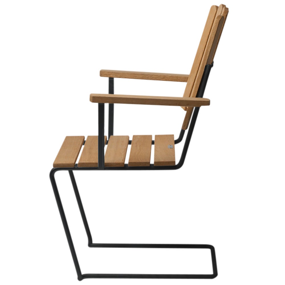 A2 Sessel Unbehandeltes Teakholz/schwarzer Rahmen