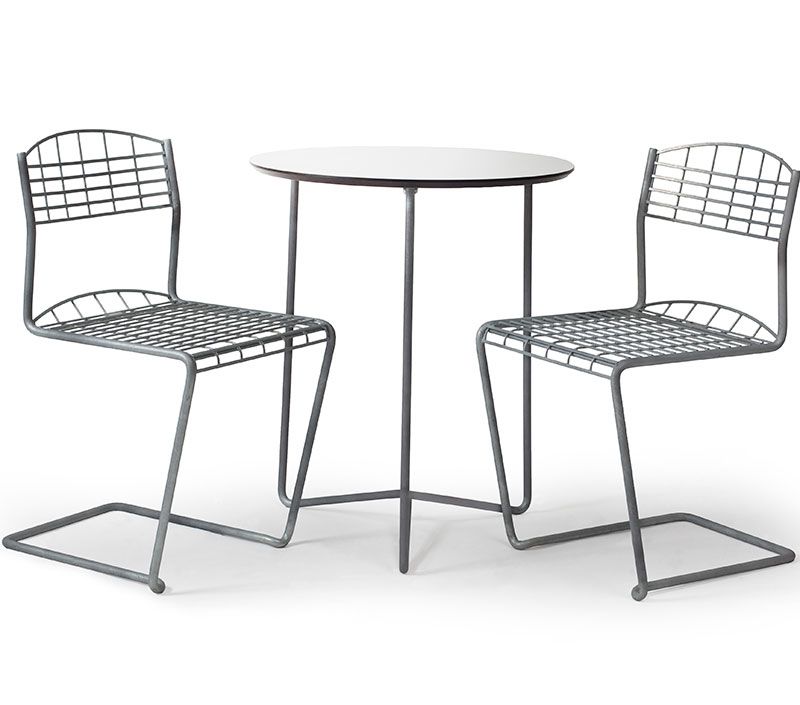 Tisch High Tech 60 Laminat weiß / feuerverzinkt Standfuß