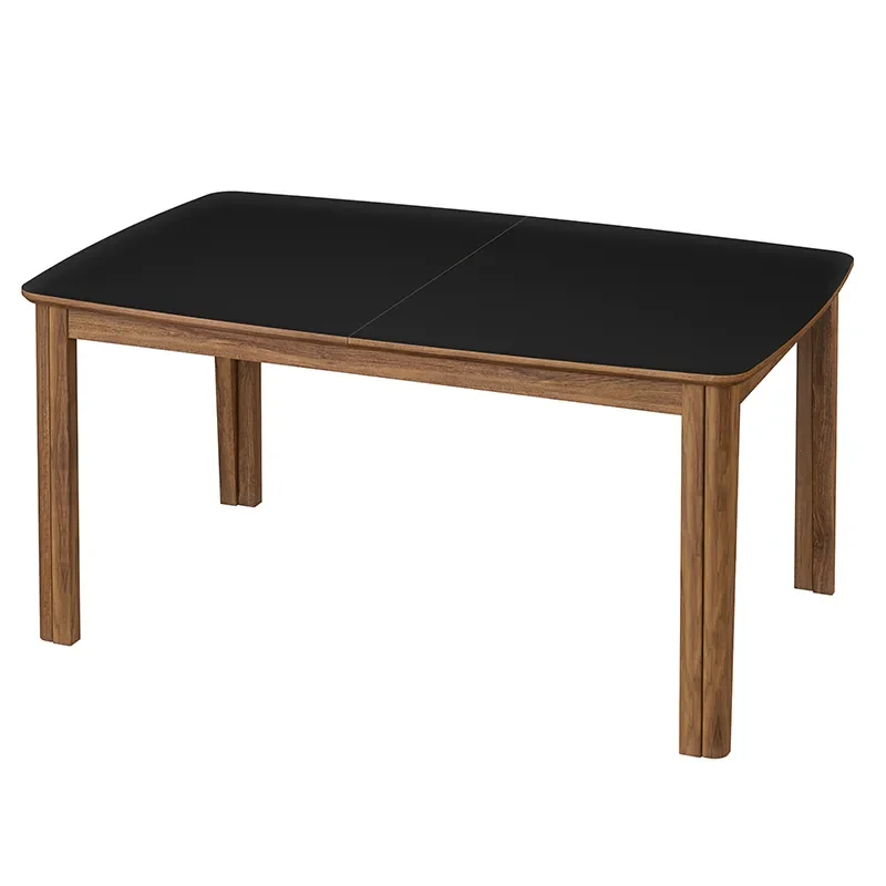 SM107 Esstisch 101x160-316-368 cm Geolte Walnuss - Schwarzes Nanolaminat.