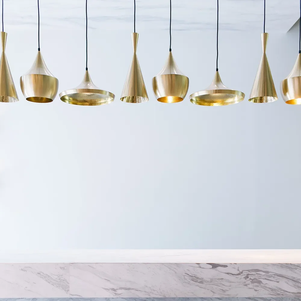 Beat Pendant Tall Brass LED