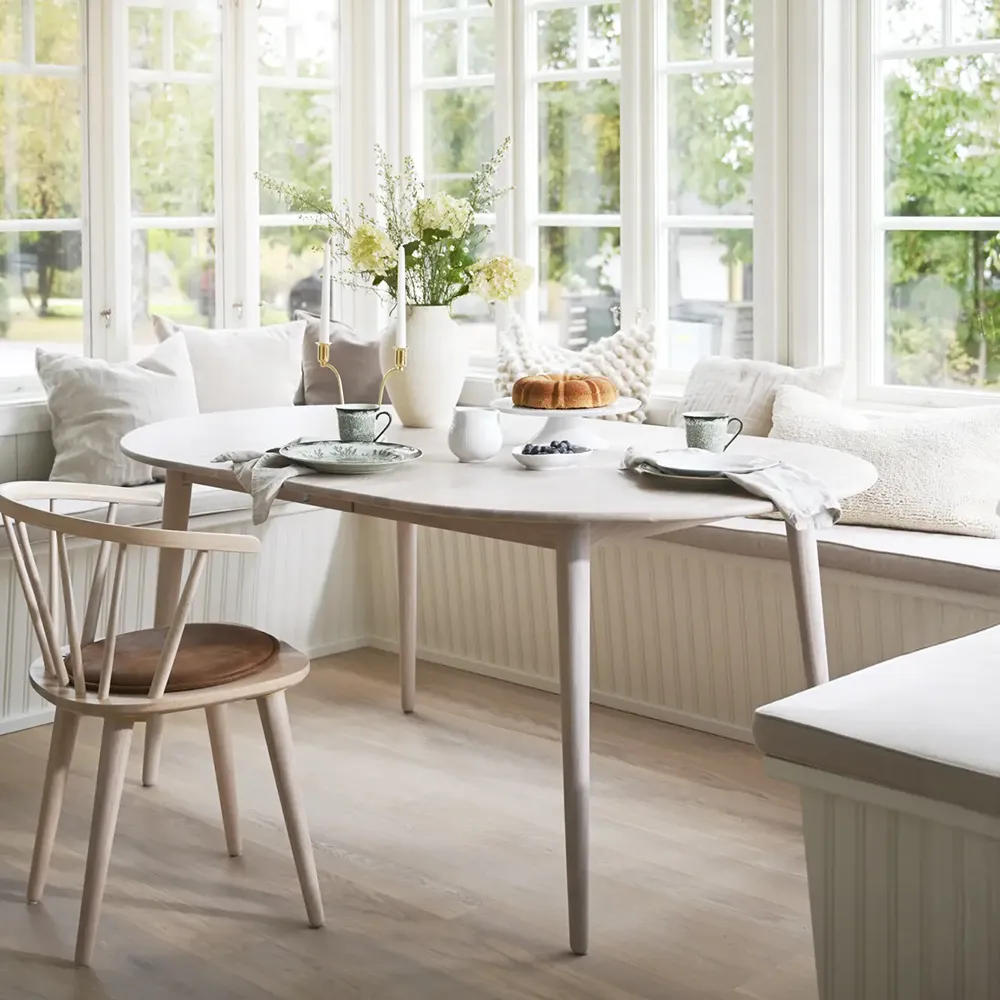 Tyler ovaler Esstisch 170-210x705 cm weiß pigmentierte eiche