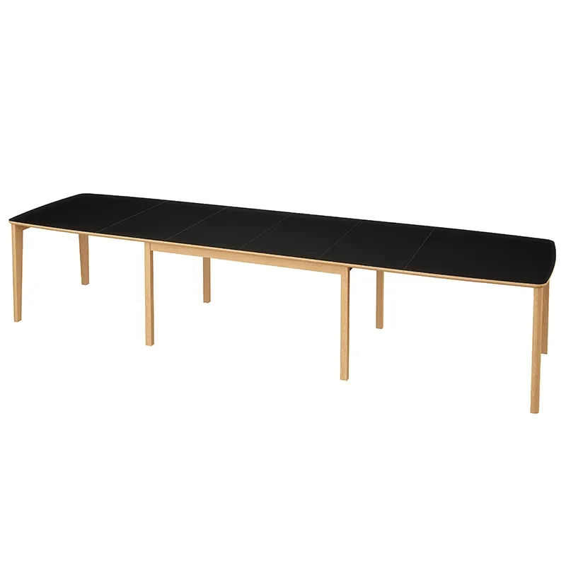 SM107 Esstisch 101x160-316-368 cm Naturgeolt Eiche - Schwarz Nanolaminat