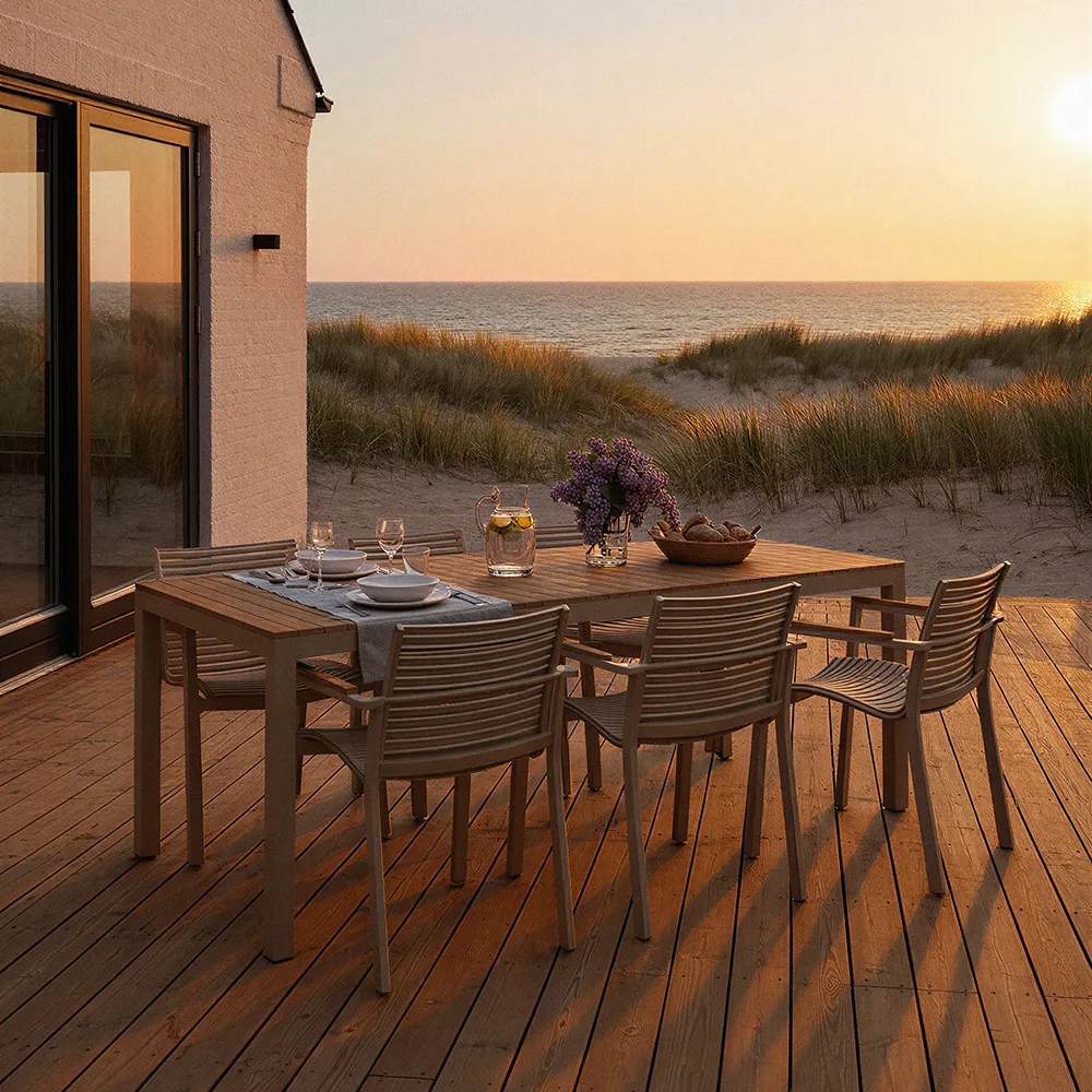 Mood Extreme Esstisch 100x208 cm sandgrau / Teak