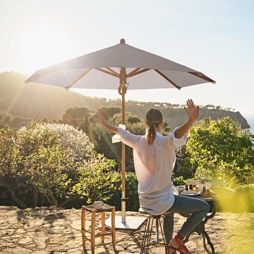 Teakholz-Sonnenschirm 300 cm Kat.5 510 Weiß