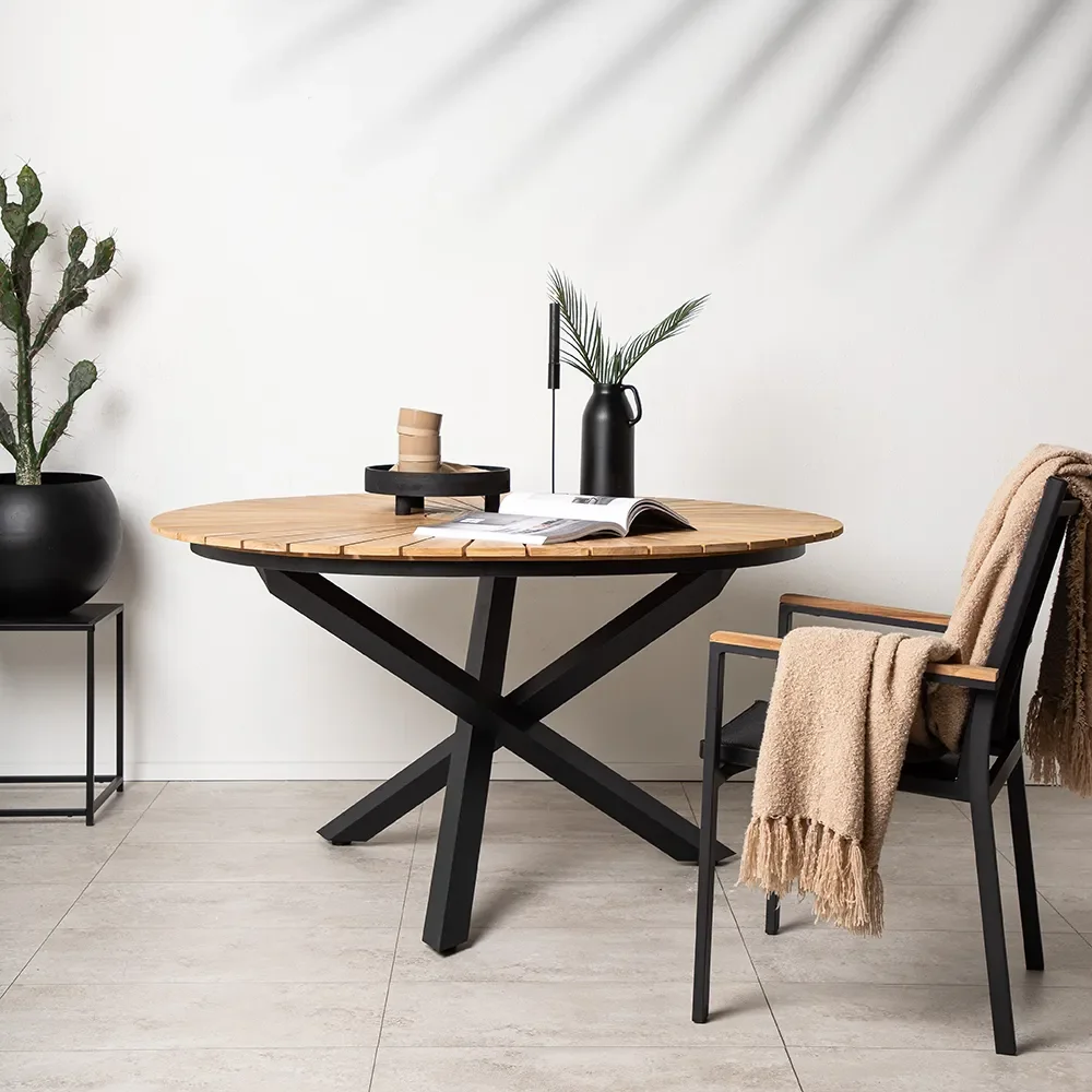 Mexico Esstisch Ø140 cm Schwarz/Teak