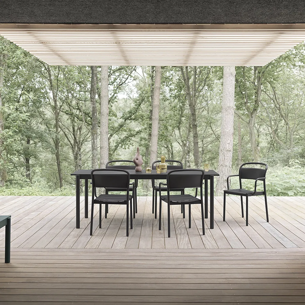 Linear Steel Esstischstuhl Burnt Orange 