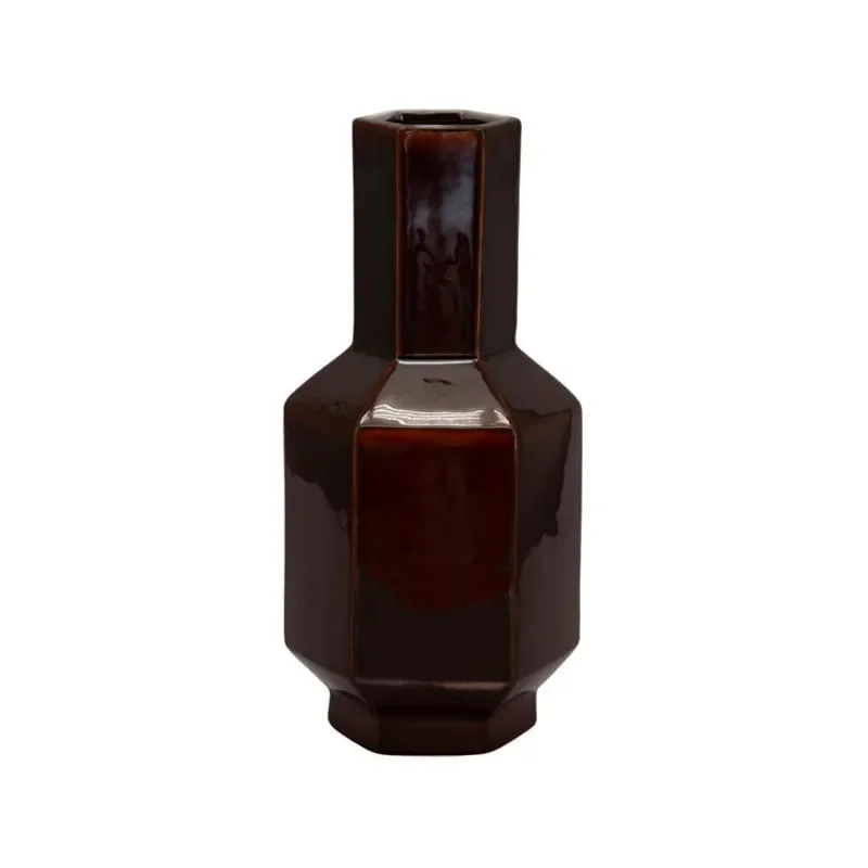 Axis small Vase 19x17x39 cm Steingut dark red