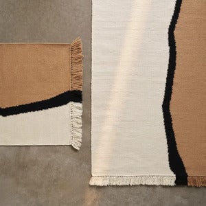  Soil Kelim Teppich 140x200 cm - Dunkler Sand/Off-White