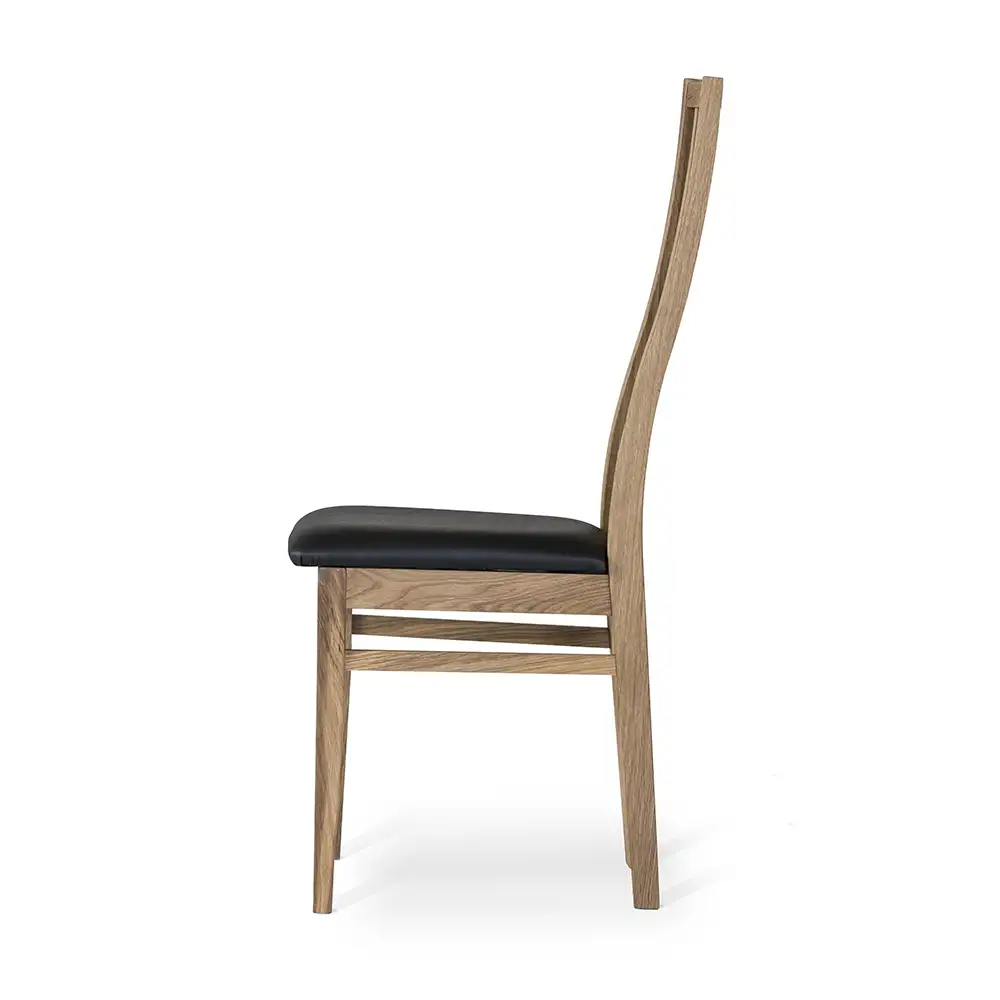 Allegro Esszimmerstuhl Eiche geölt mit schwarzem Leder 2er-Pack