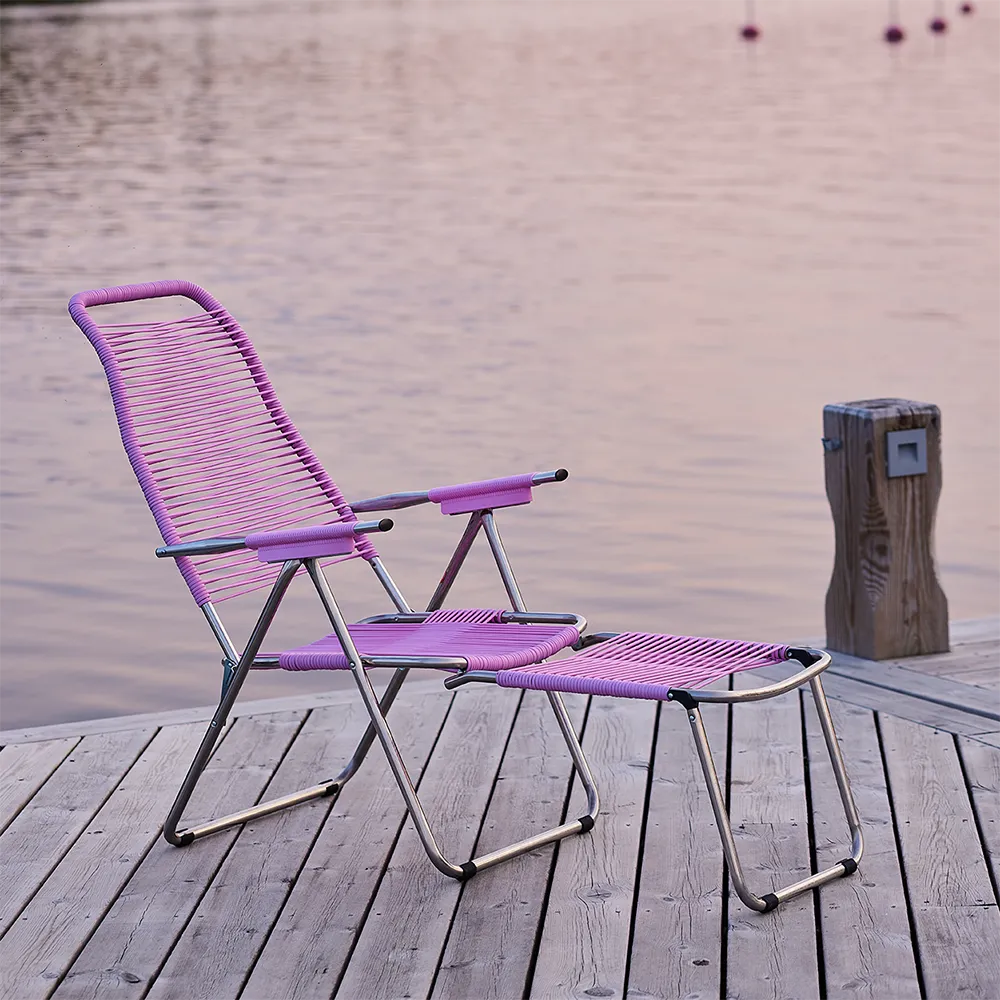 Spaghetti Sonnenliege rosa Aluminium matt