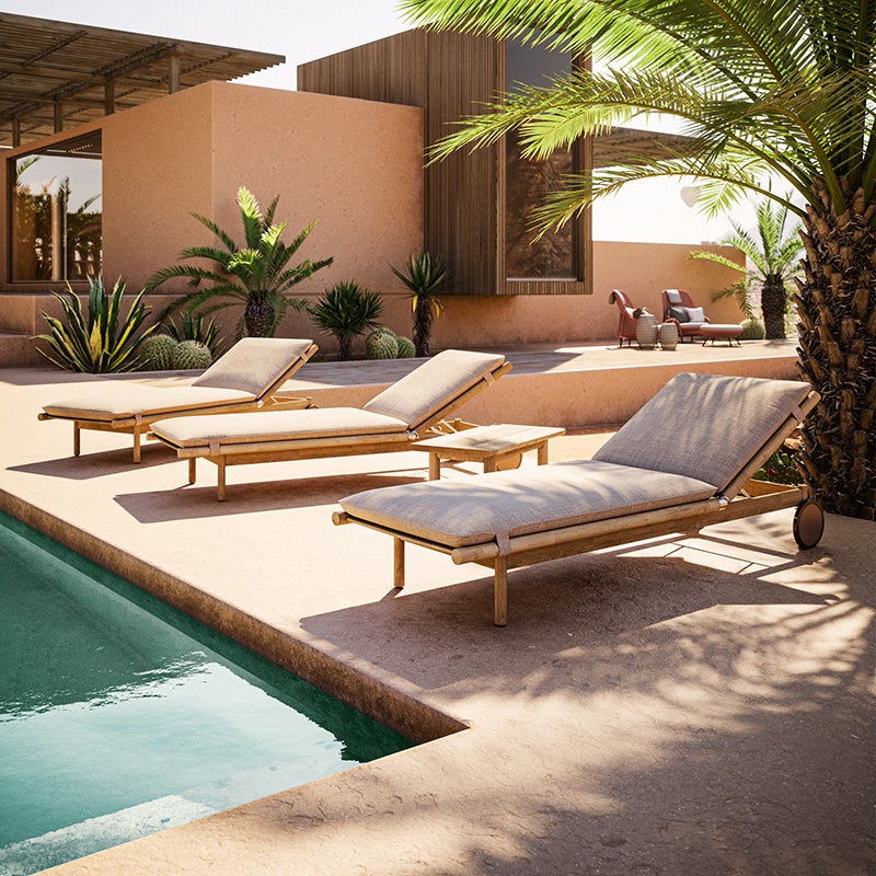 TIBBO Sonnenliege aus Teakholz mit Rädern 