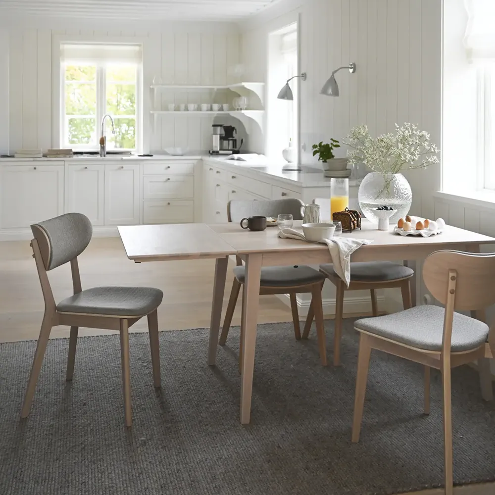 Filippa Klapptisch 120-165 x 80 cm Eiche weiß pigmentiert