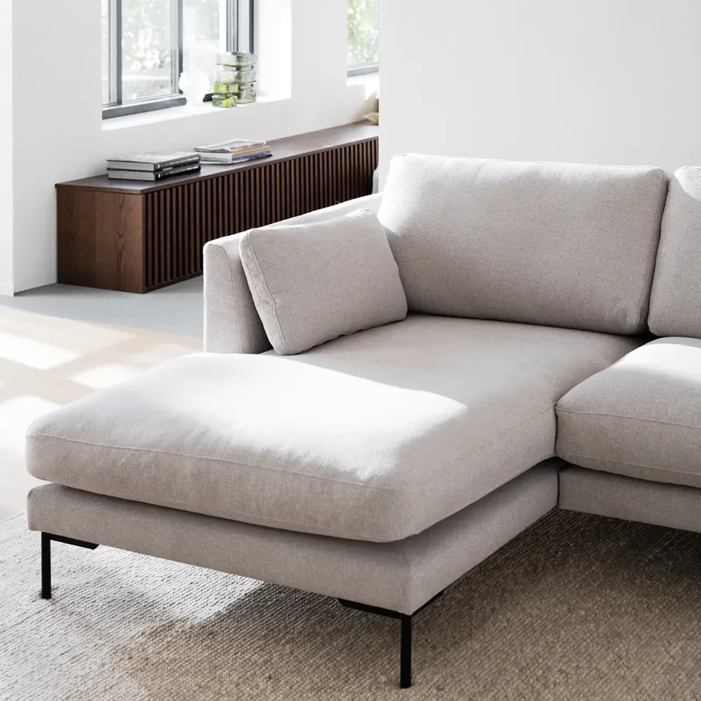 Corwin Sofa 3,5-Sitzer mit Chaiselongue links Stoff Rita hellbeige