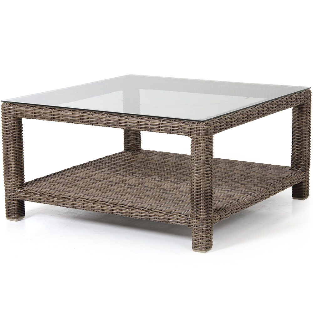 Ninja Couchtisch 90x90 cm Rustikal Kunststoff Rattan