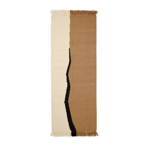 Soil Kelim Teppich 70x180 cm - Dark Sand/Off-white