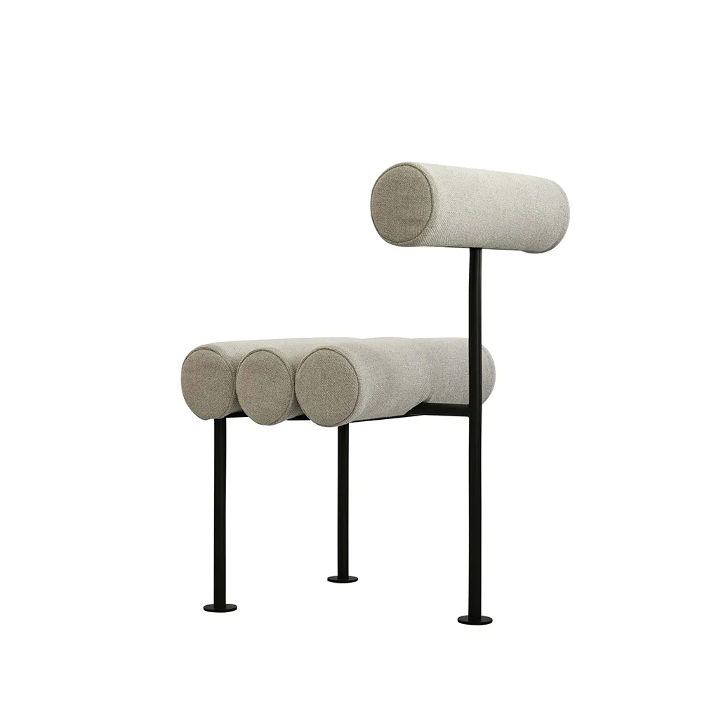 Hiro Esszimmerstuhl, schwarzes Gestell – Leinen