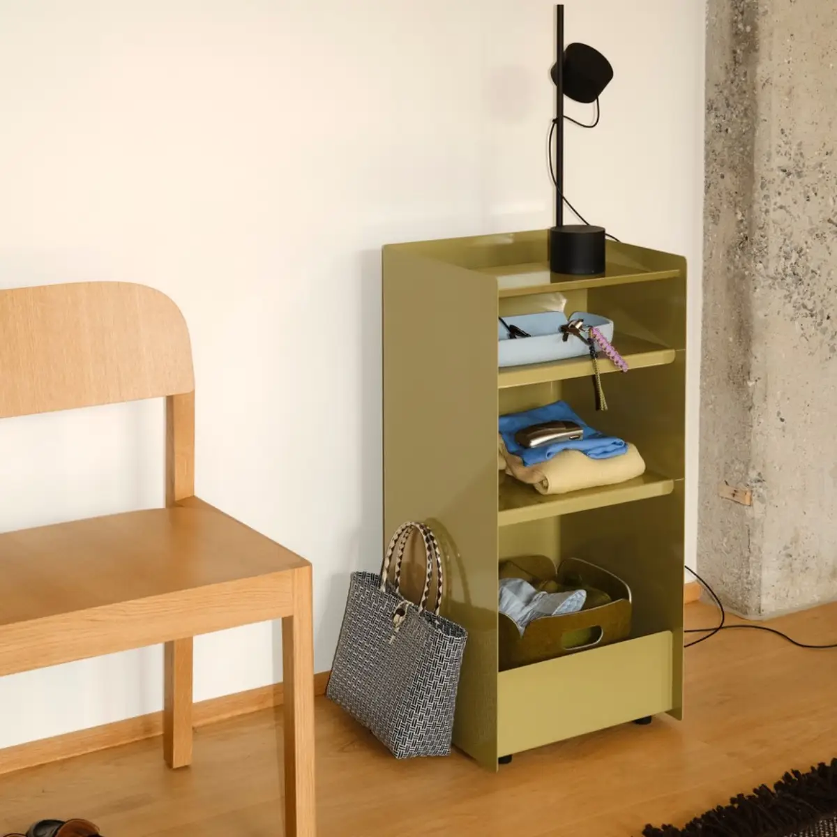 Folded Trolley Höhe 83,7 cm (aufgeklappt) – Dunkelbeige-Grün