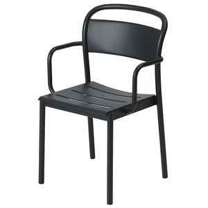 Linear Steel Stuhl mit Armlehnen - Anthracite Black 