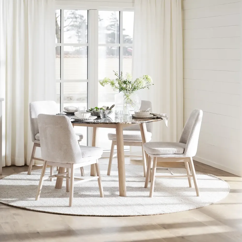 Taransay Esstisch Ø125 cm brauner Marmor/weiß pigmentierte Eiche