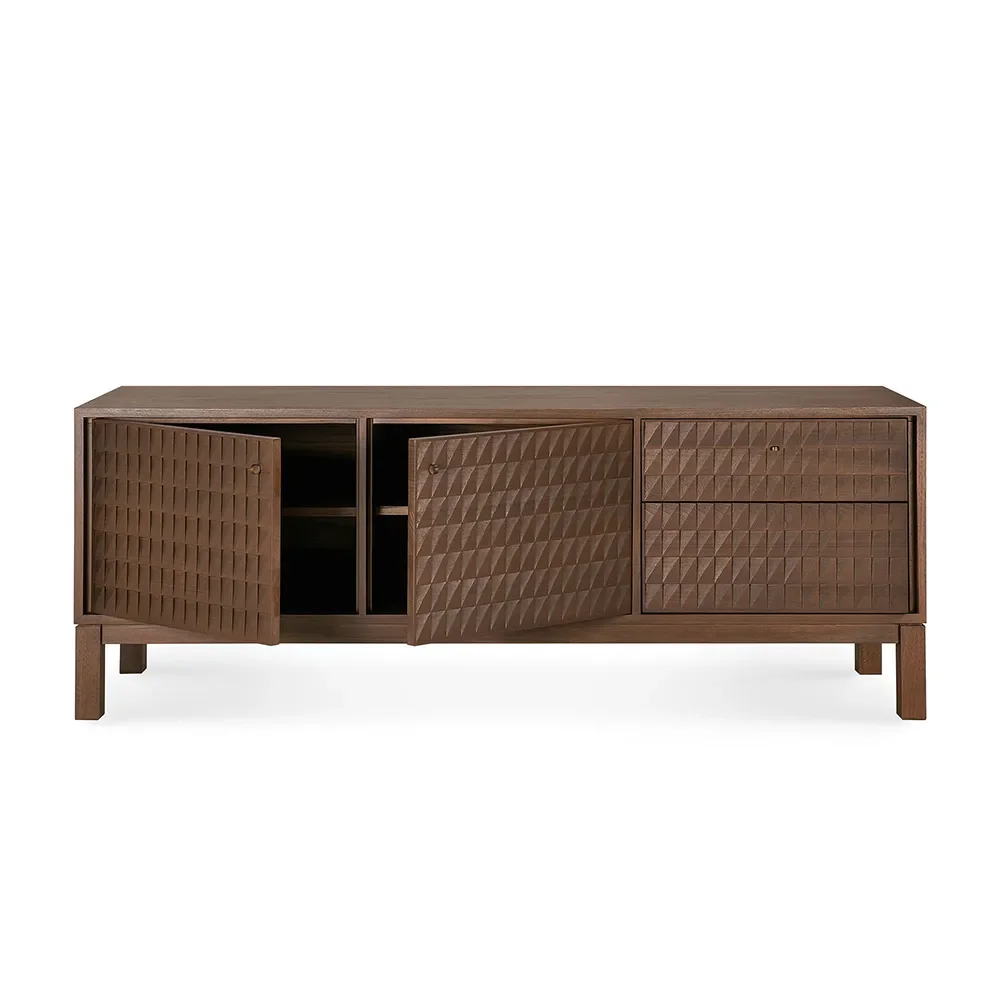 TV-Lowboard aus Teak Sono Light Brown L160 cm