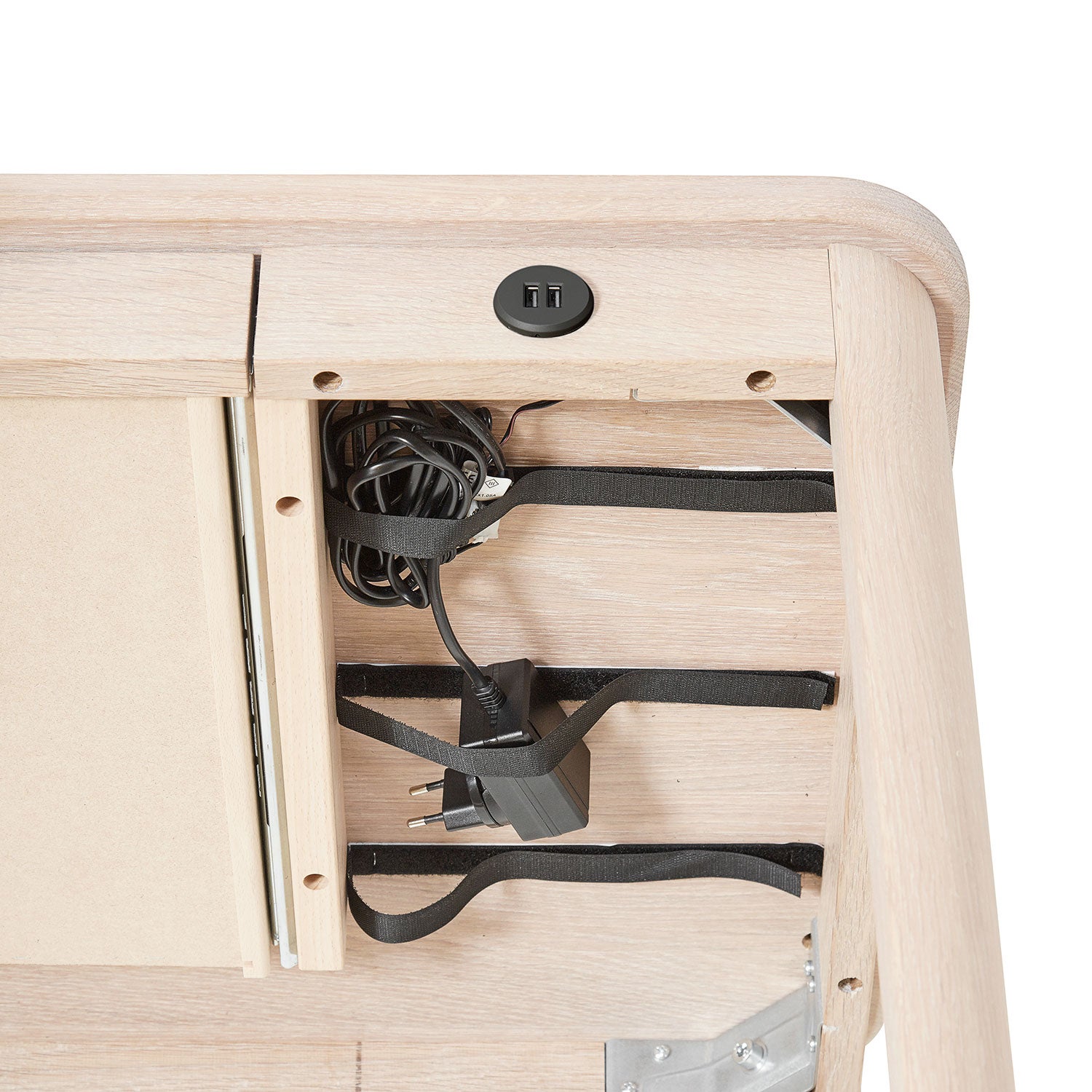 Sm131 Schreibtisch Eiche Weiß Öl/Schwarz Nano-Laminat 115X55X74Cm 