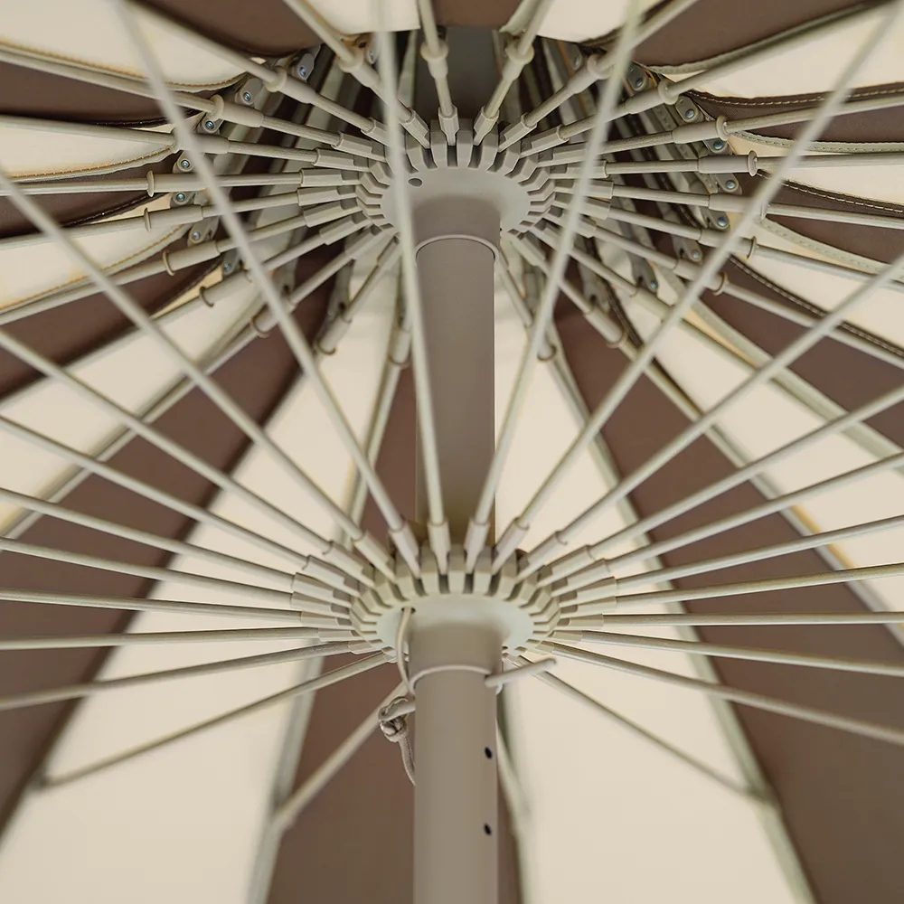 Sonnenschirm Ø240 cm Beige/Braun gestreift