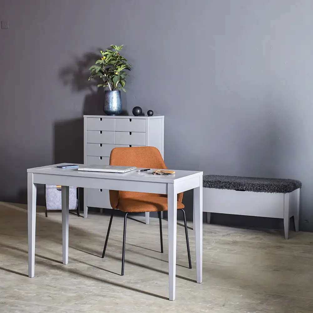 Klinte Bank 90 cm grau echtes Schafsfell