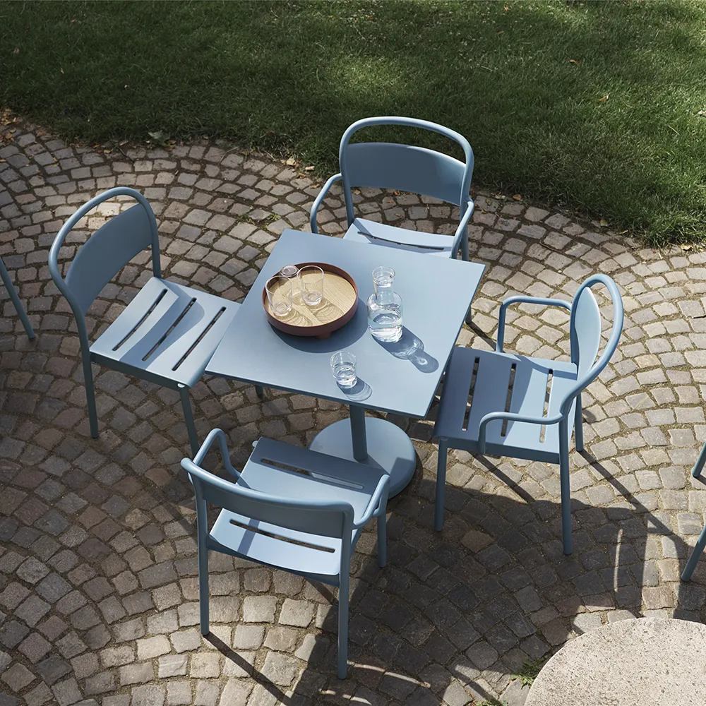 Linear Steel Stuhl mit Armlehnen - Grey 