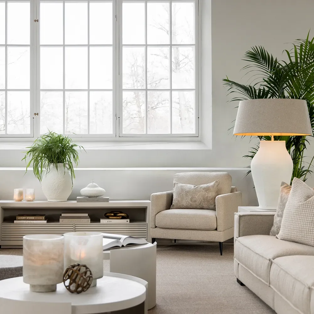 FIORA Tischlampe-Elfenbein