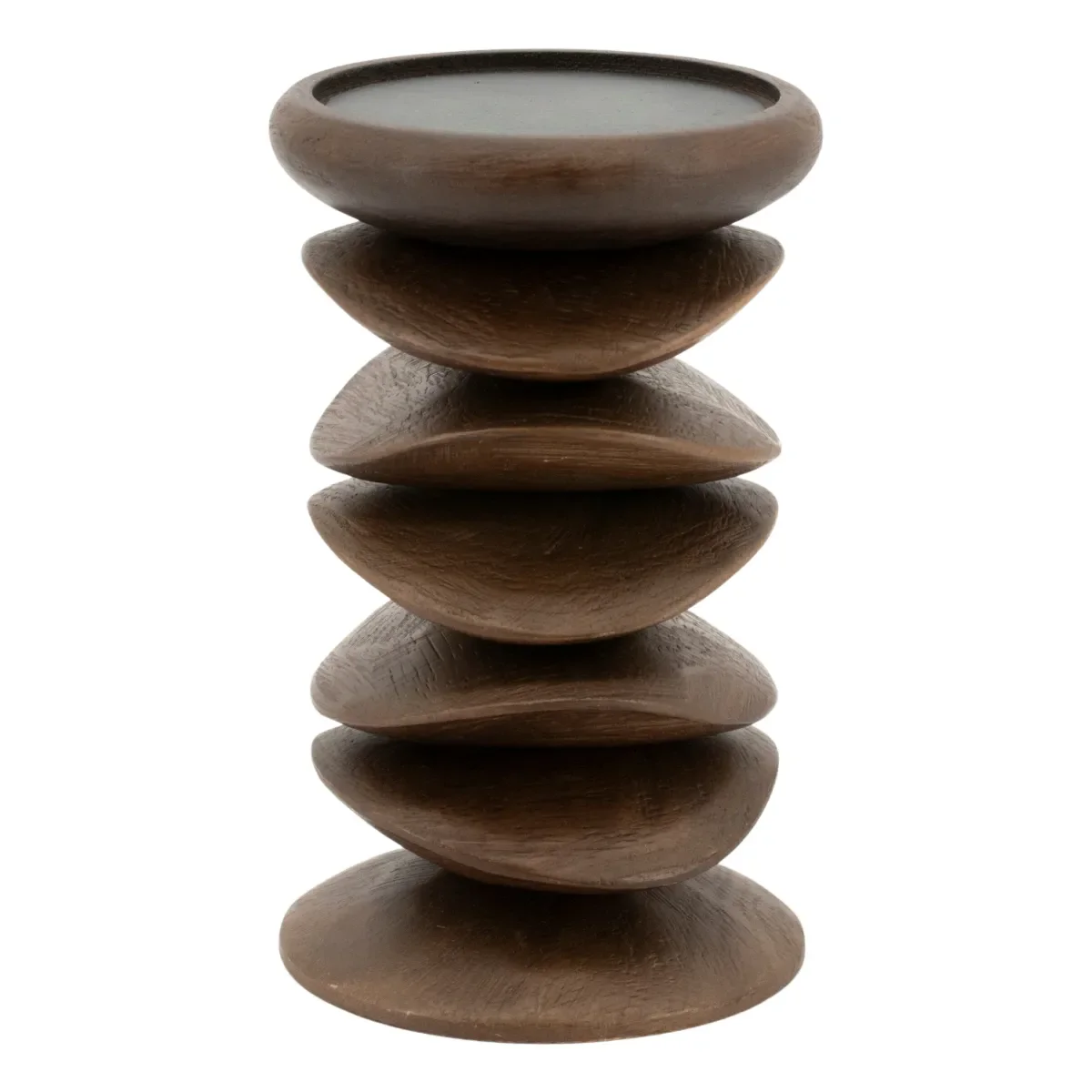 Pillar candle holder Kasane 10x10x15 cm Mangoholz dark brown