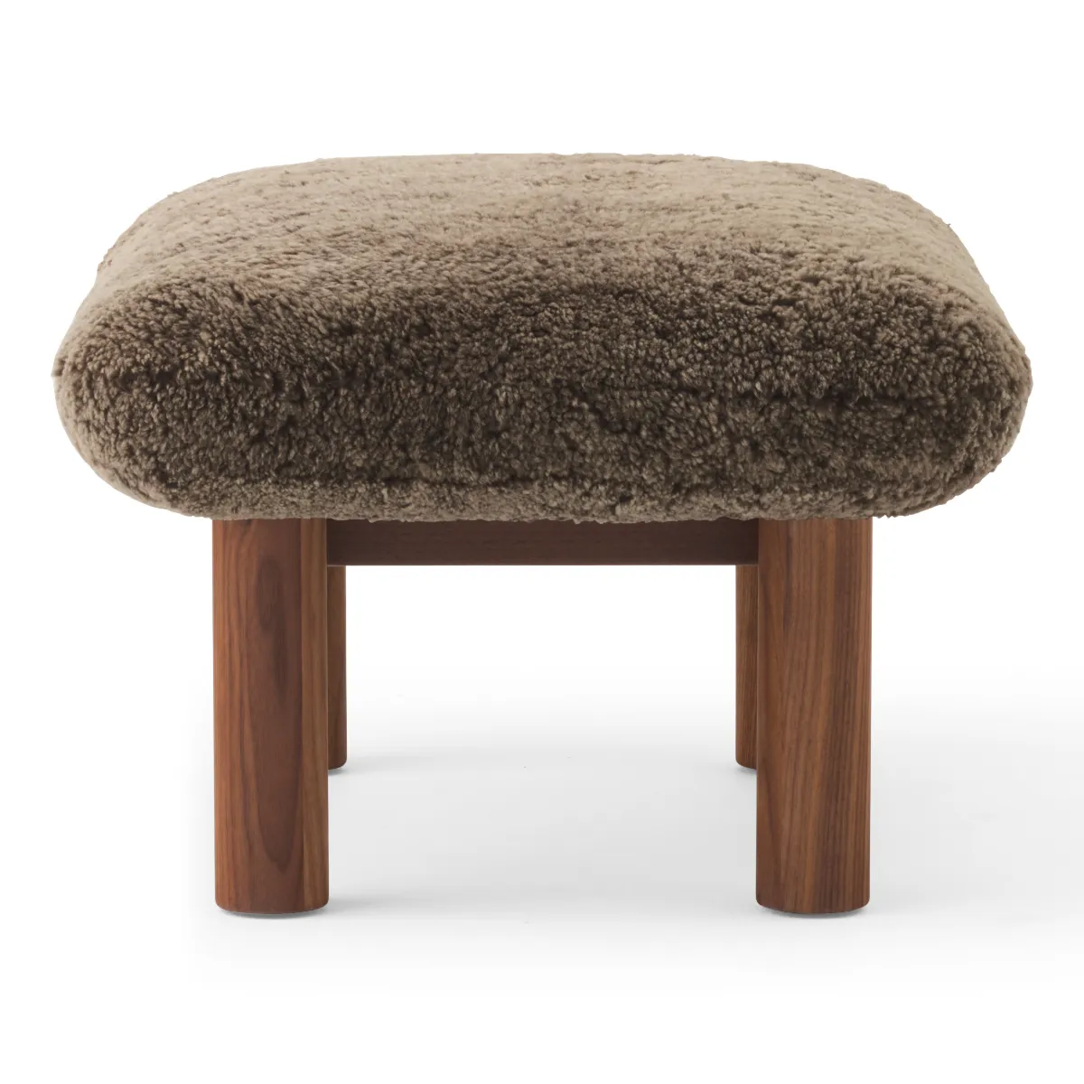 Brasilia Hocker Massiver Nussbaum, Sheepskin Nevotex Root