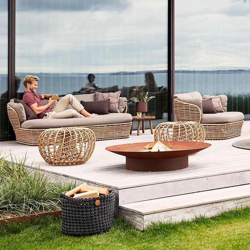 Lounge Sessel Basket Naturgeflecht Inkl Light Cane Line Airtouch Kissen Set