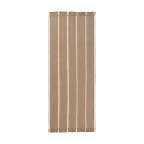 Calm Kelim Teppich 80x200 cm- Dark Sand/Off-white