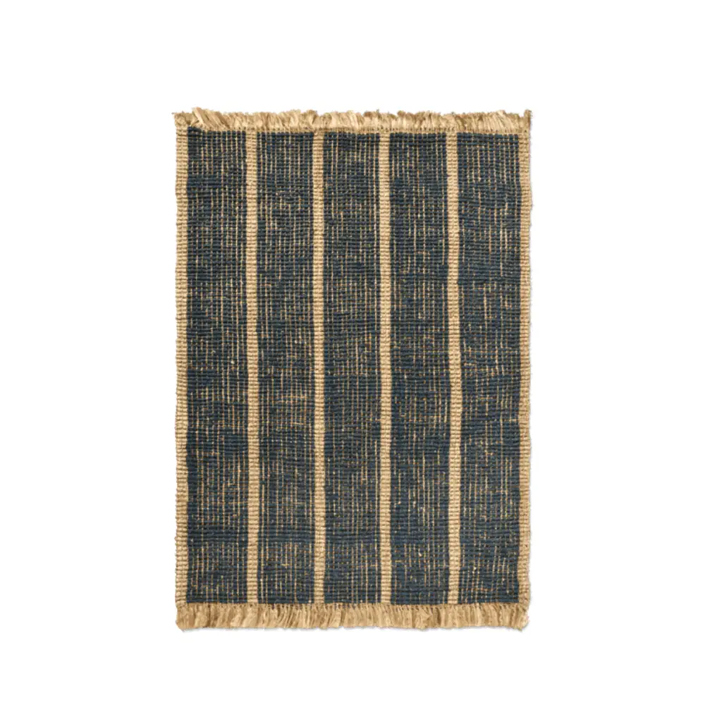 Athens Handgewebter Juteteppich 140 x 200 cm – Natur/Tintenblau