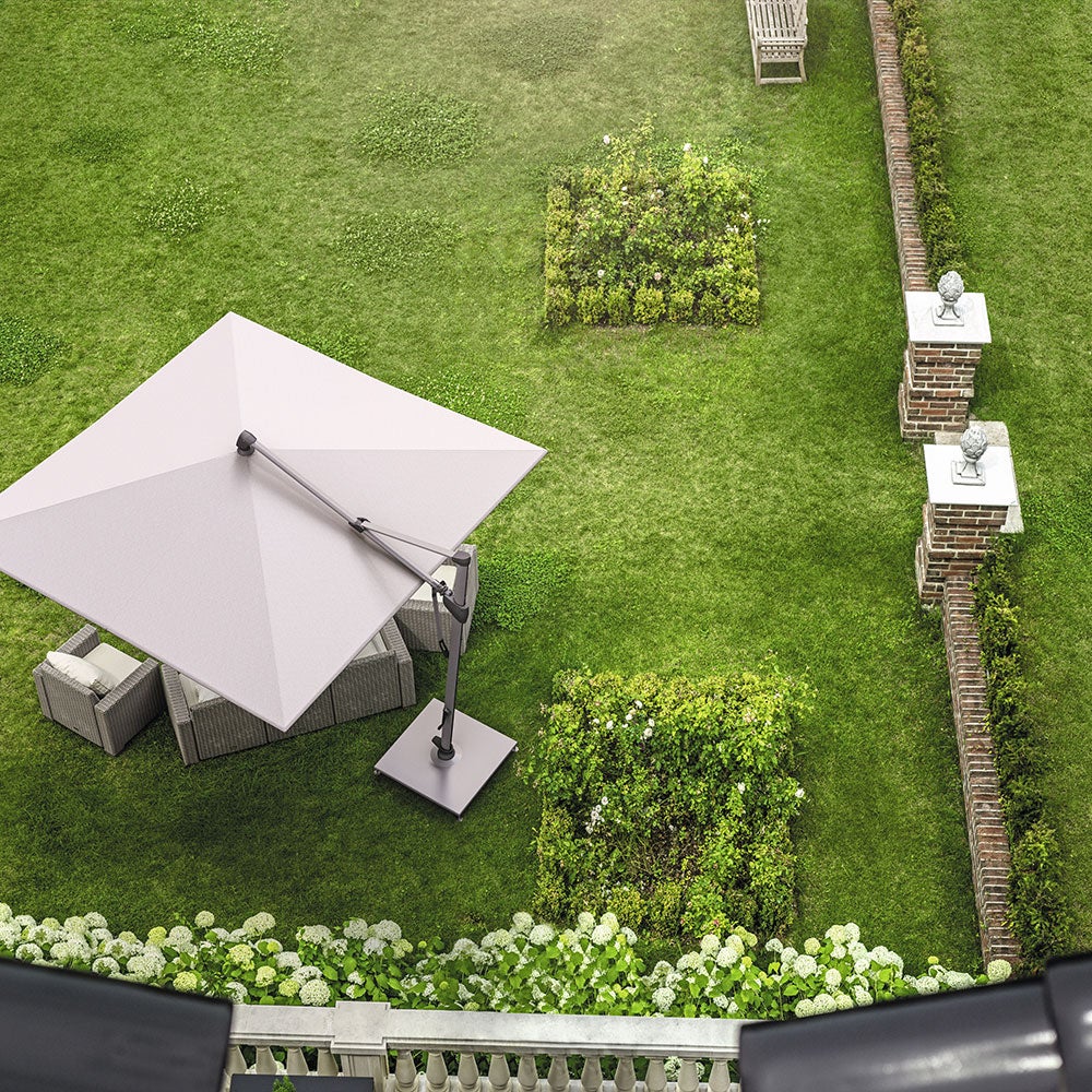 Sombrano S+ Seitenmastschirm 300x300 cm kat.4 anodizerad alu / 420 smoke 